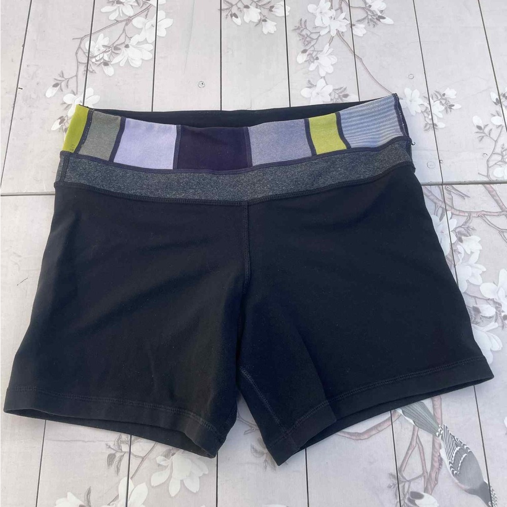 lululemon athletica Black Shorts with Multicolor Waistband